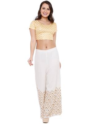 Women's Gold Cotton Lycra Readymade Free Size Stretchable Saree Blouse 5