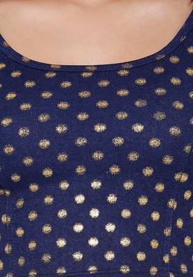 Women's Navy Blue Cotton Lycra Readymade Free Size Stretchable Saree Blouse 3