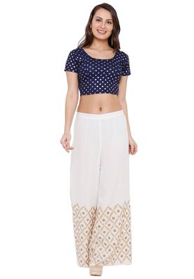 Women's Navy Blue Cotton Lycra Readymade Free Size Stretchable Saree Blouse 4