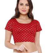 Women's Maroon Cotton Lycra Readymade Free Size Stretchable Saree Blouse