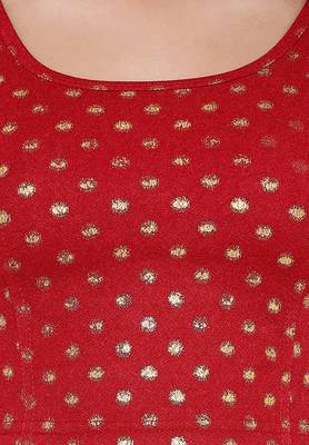 Women's Maroon Cotton Lycra Readymade Free Size Stretchable Saree Blouse 3