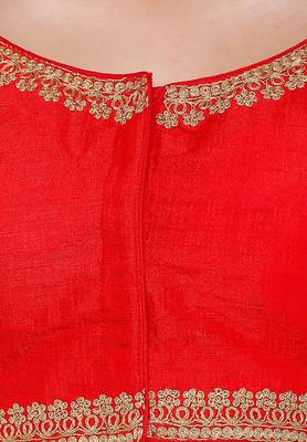 Women's Red Cotton Silk Readymade Free Size Saree Blouse 3
