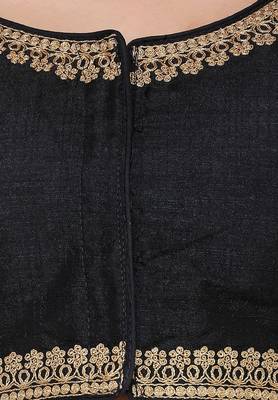 Women's Black Cotton Silk Readymade Free Size Saree Blouse 4