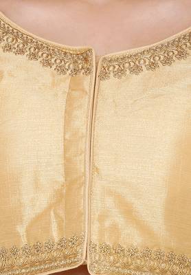 Women's Gold Cotton Silk Readymade Free Size Saree Blouse 4