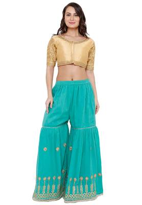 Women's Gold Cotton Silk Readymade Free Size Saree Blouse 5