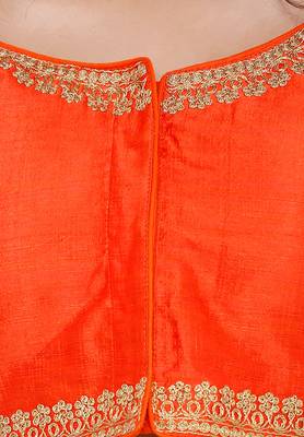 Women's Orange Cotton Silk Readymade Free Size Saree Blouse 2