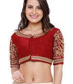 Women's Maroon Cotton Silk Readymade Free Size Saree Blouse