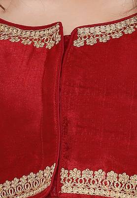 Women's Maroon Cotton Silk Readymade Free Size Saree Blouse 4