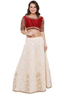 Women's Maroon Cotton Silk Readymade Free Size Saree Blouse 5