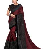 Maroon embroidered silk saree with blouse