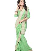 Green embroidered georgette saree with blouse