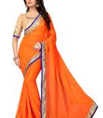 Orange Embroidered Georgette Saree With Blouse