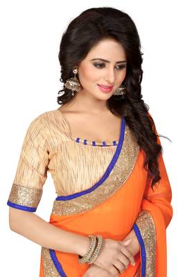 Orange Embroidered Georgette Saree With Blouse 2