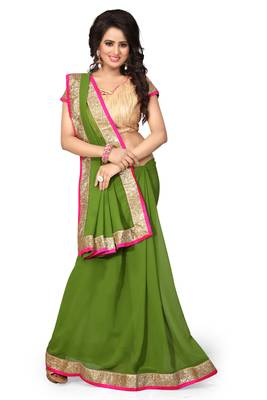 Green Embroidered Georgette Saree With Blouse 1