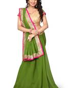 Green Embroidered Georgette Saree With Blouse