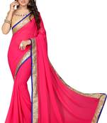 Pink  Embroidered Georgette Saree With Blouse
