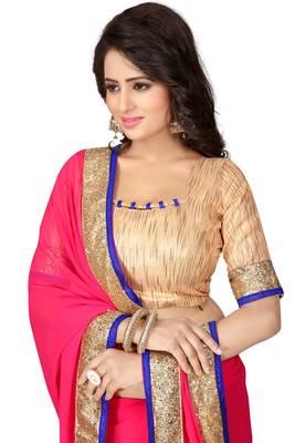 Pink  Embroidered Georgette Saree With Blouse 2
