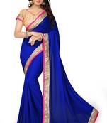 Blue Embroidered Georgette Saree With Blouse