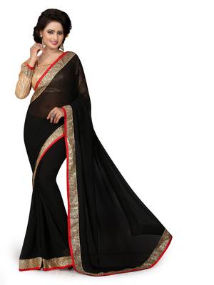 Black Embroidered Georgette Saree With Blouse 1