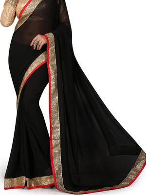 Black Embroidered Georgette Saree With Blouse 3