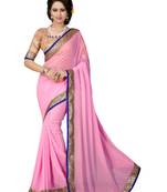 Pink  Embroidered Georgette Saree With Blouse