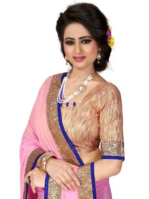 Pink  Embroidered Georgette Saree With Blouse 2