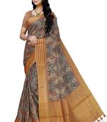 Multicolor printed cotton saree with blouse