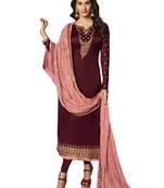 Maroon embroidered satin salwar