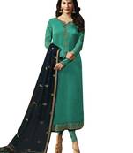 Green embroidered satin salwar