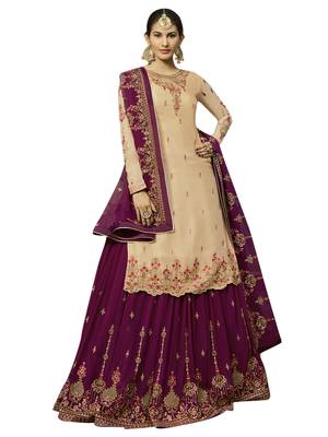 Beige embroidered satin salwar 1