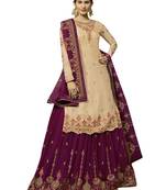 Beige embroidered satin salwar