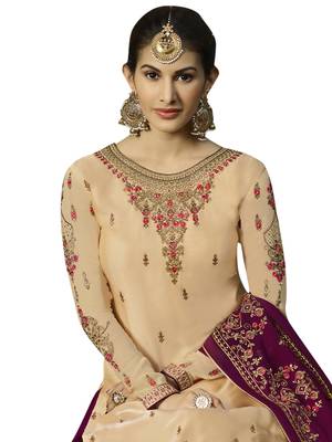 Beige embroidered satin salwar 2