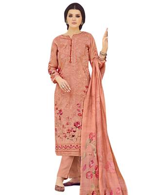 Peach printed pure silk salwar 1