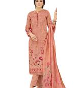 Peach printed pure silk salwar