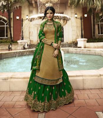 Dark Beige Embroidered Satin Salwar 1