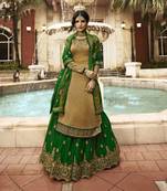 Dark Beige Embroidered Satin Salwar