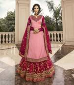 Baby Pink Embroidered Satin Salwar