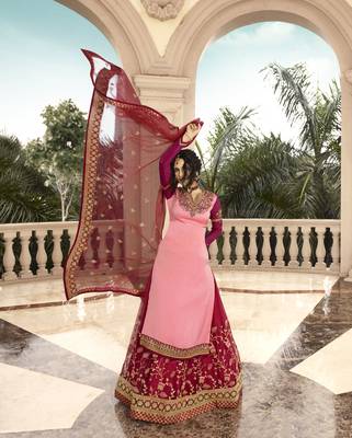 Baby Pink Embroidered Satin Salwar 2