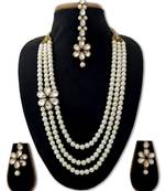 Designer Ethnic Indian Bollywood Kundan White Pearl Jewelry 4 pc Set