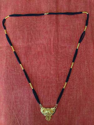 Gold Plated Chain Golden Plated Pendant With Latkan Black Mani Beads Double Line Layer Long Mangalsutra 2