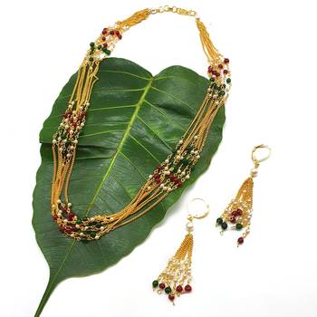 Pride Necklace Set Multicolor White Pearl Beads Multi Layer Mala Necklace With Earrings Gold Chain Mangalsutra 1