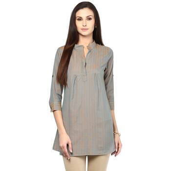 Grey Printed Cotton Tunics 2