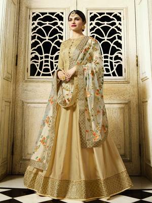 beige  Embroidered Faux Georgette anarkali With Dupatta 1
