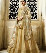 beige  Embroidered Faux Georgette anarkali With Dupatta