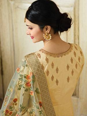 beige  Embroidered Faux Georgette anarkali With Dupatta 3