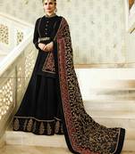 Black Embroidered Faux Georgette Salwar With Dupatta