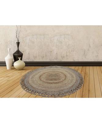 brown plain jute rugs Medium Round 1