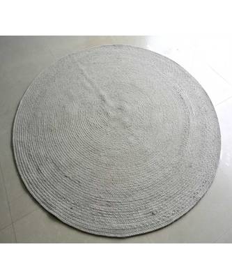 cream plain cotton rugs Large Round 1