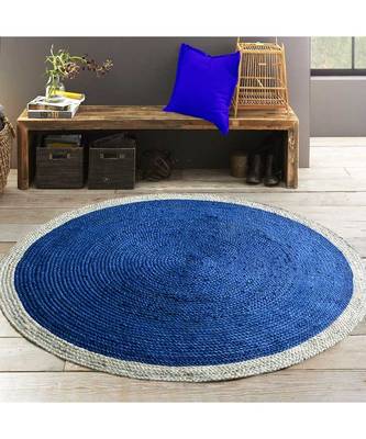 blue plain jute rugs Large Round 1