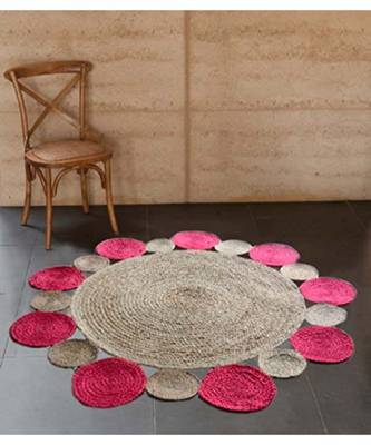 brown plain jute rugs Medium Round 1